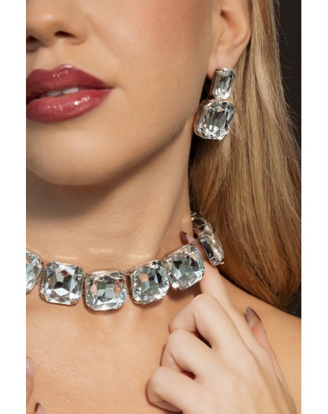 Σετ κολιέ και σκουλαρίκια με κρύσταλλα