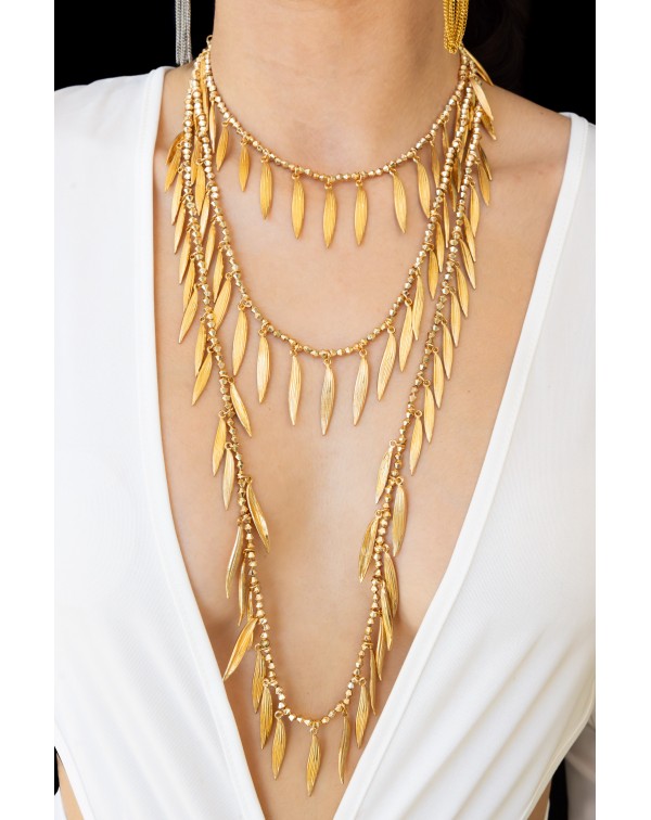 Τριπλό κολιέ με κρεμαστά φύ...