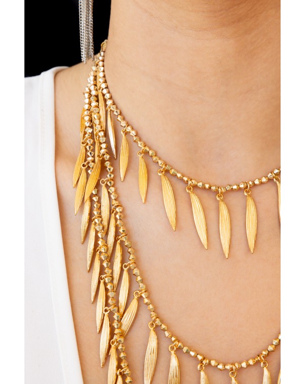 Τριπλό κολιέ με κρεμαστά φύ...