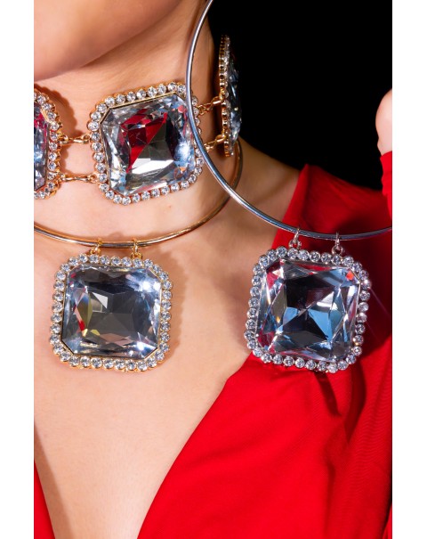 Κολιέ βέργα με κρεμαστό κρύσταλλο