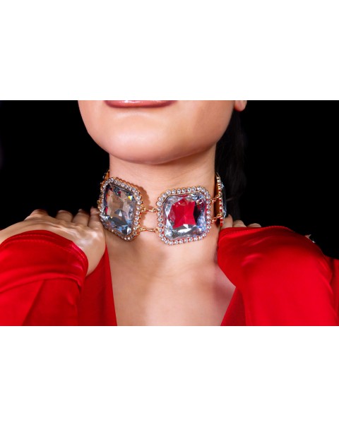 Κολιέ τσόκερ με τετράγωνα κρύσταλλα