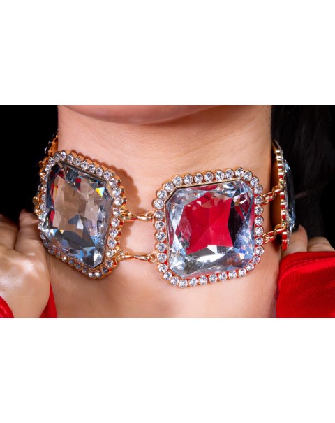 Κολιέ τσόκερ με τετράγωνα κρύσταλλα