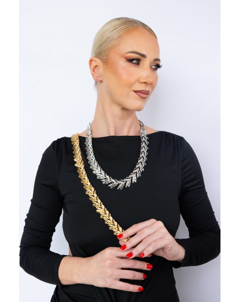 Κολιέ μακρύ με σχέδιο φύλλα