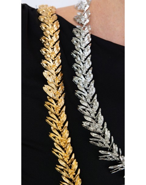 Κολιέ μακρύ με σχέδιο φύλλα