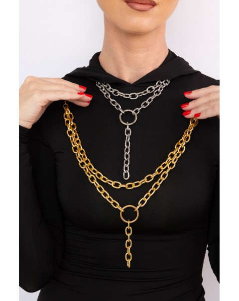 Κολιέ από συνδυασμό αλυσίδων σε κρίκο