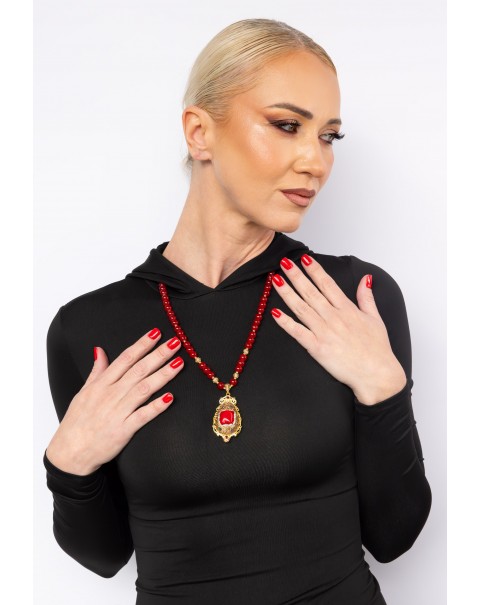 Χειροποίητο κολιέ με ημιπολύτιμους λίθους και ζιργκόν