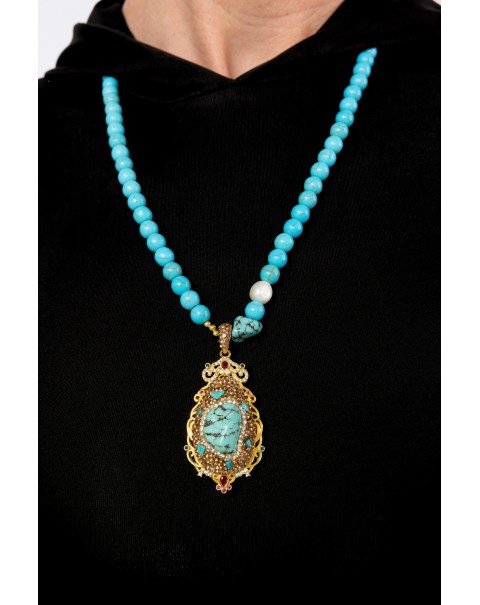 Χειροποίητο κολιέ με ημιπολύτιμους λίθους και ζιργκόν