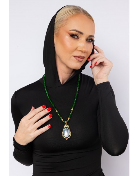 Χειροποίητο κολιέ με ημιπολύτιμους λίθους και ζιργκόν