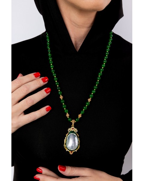 Χειροποίητο κολιέ με ημιπολύτιμους λίθους και ζιργκόν