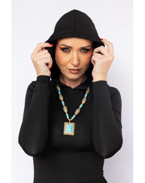 Χειροποίητο κολιέ με τυρκουάζ και ζιργκόν