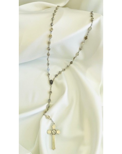 Μακρύ κολιέ ροζάριο με σταυρό