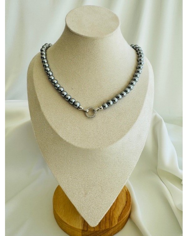 Κολιέ με ασημί πέρλες