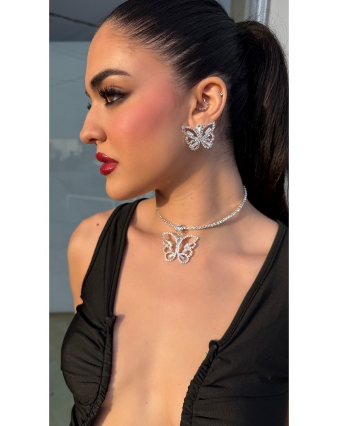 Σετ κολιέ και σκουλαρίκια πεταλούδες 