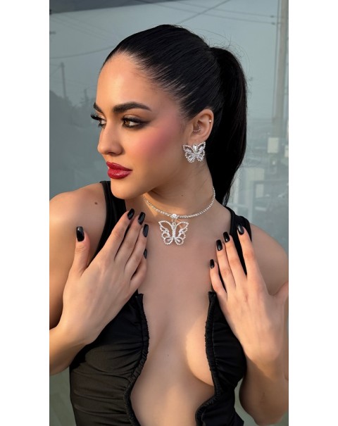 Σετ κολιέ και σκουλαρίκια πεταλούδες 