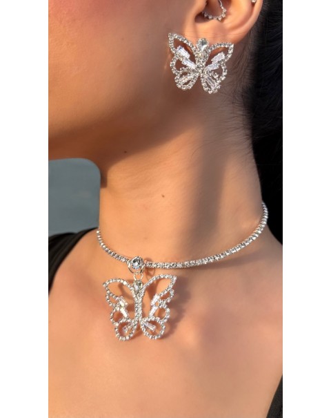Σετ κολιέ και σκουλαρίκια πεταλούδες 