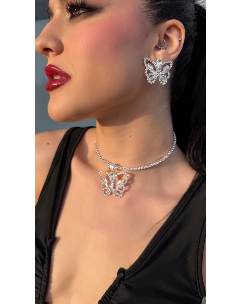 Σετ κολιέ και σκουλαρίκια πεταλούδες 