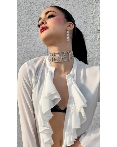 Κολιέ τσόκερ με ζιργκόν και αλυσίδες 