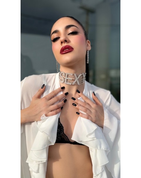 Κολιέ τσόκερ με ζιργκόν και αλυσίδες 