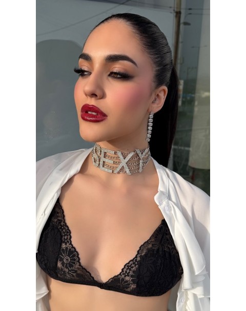 Κολιέ τσόκερ με ζιργκόν και αλυσίδες 