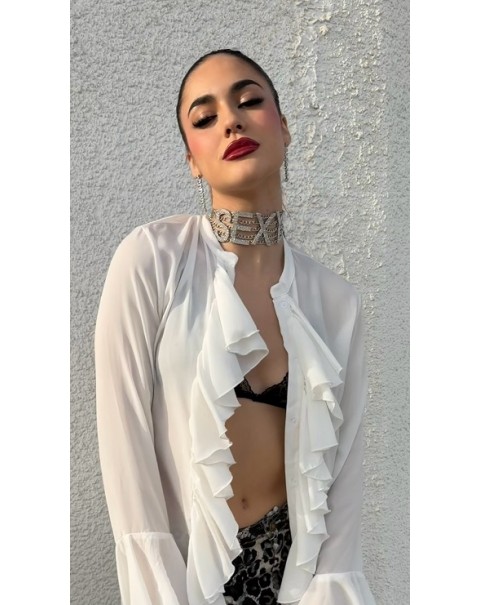 Κολιέ τσόκερ με ζιργκόν και αλυσίδες 