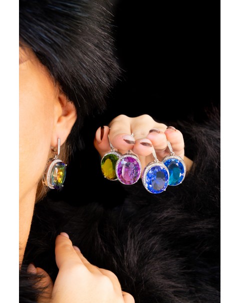 Σκουλαρίκια με οβάλ κρύσταλλο