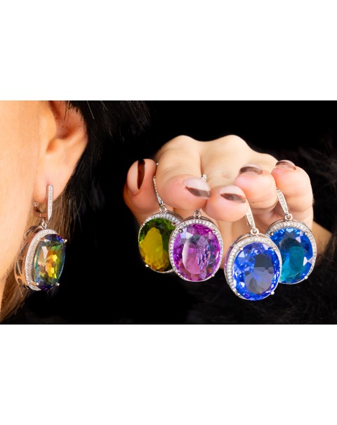 Σκουλαρίκια με οβάλ κρύσταλλο