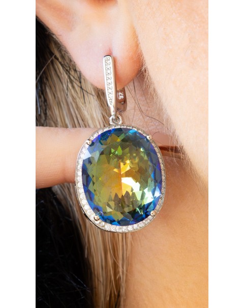 Σκουλαρίκια με οβάλ κρύσταλλο