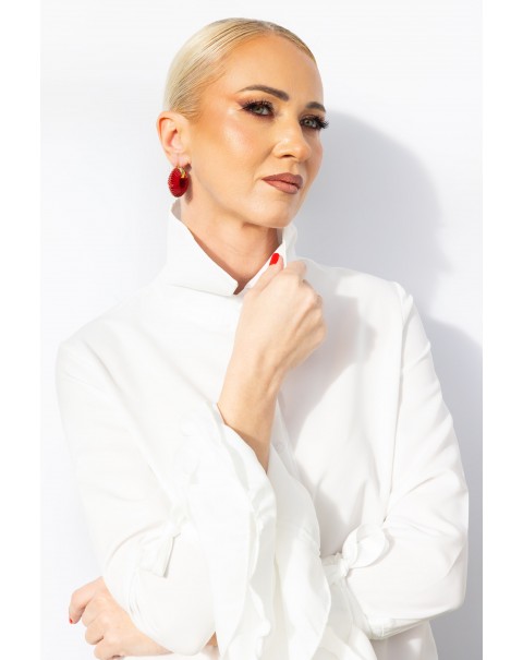 Σκουλαρίκια κρίκοι με περιτύλιξη δερματίνης