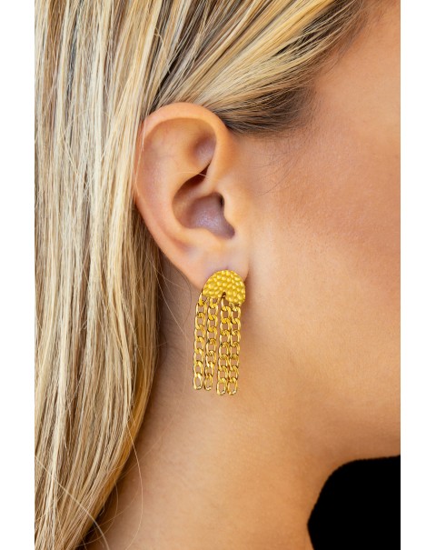 Σκουλαρίκια σφυρήλατα με κρεμαστές αλυσίδες