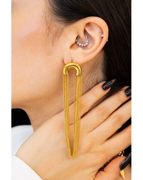 Σκουλαρίκια τόξο με κρεμαστές αλυσίδες