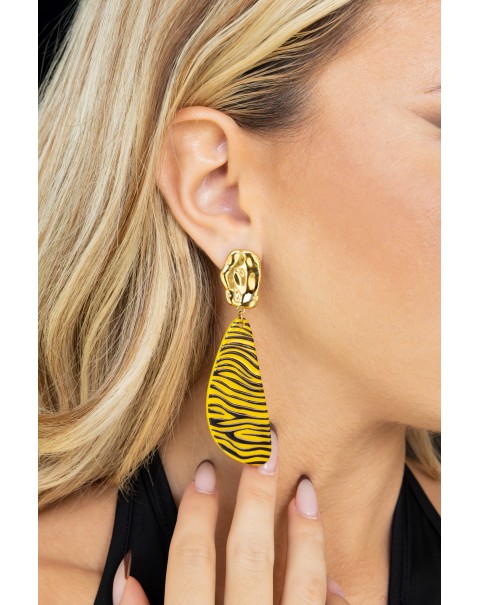 Σκουλαρίκια κρεμαστά με σχέδιο ζέβρα