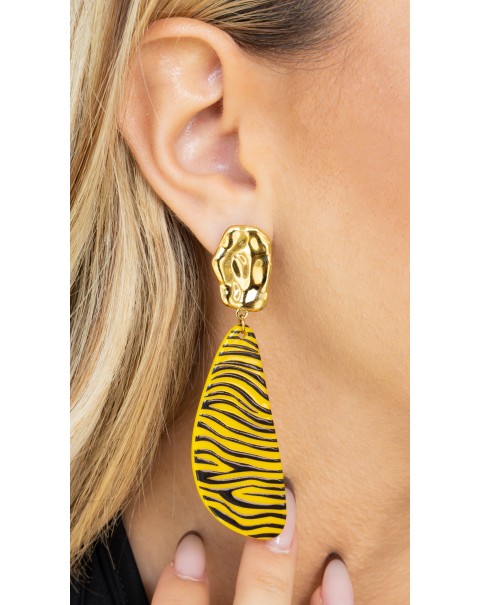 Σκουλαρίκια κρεμαστά με σχέδιο ζέβρα