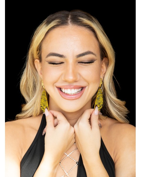 Σκουλαρίκια κρεμαστά με σχέδιο ζέβρα