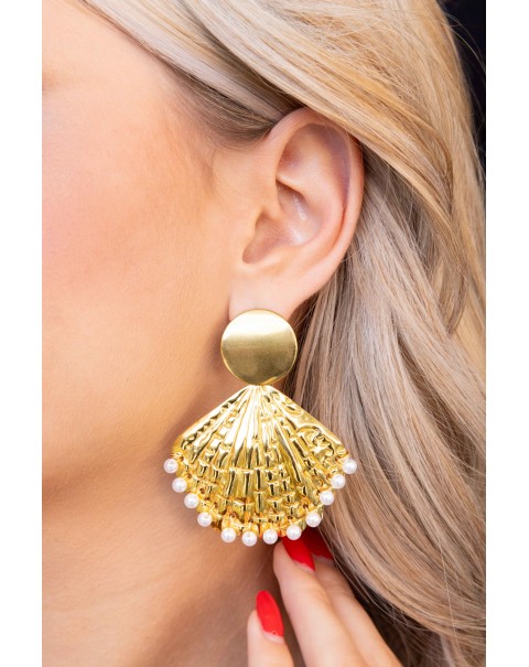 Σκουλαρίκια κοχύλια με πέρλες 