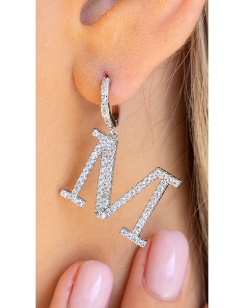 Σκουλαρίκια μονόγραμμα με ζιργκόν