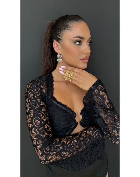 Σκουλαρίκια κρεμαστά με οβάλ στοιχεία