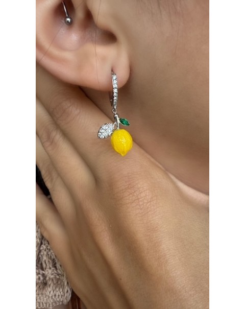 Σκουλαρίκια με κρεμαστό λεμόνι