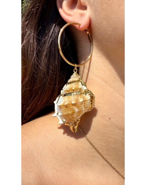 Κρεμαστά σκουλαρίκια με φυσικό κοχύλι