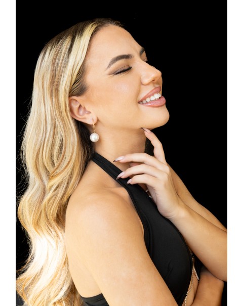 Σκουλαρίκια κρίκοι με κρεμαστή πέρλα