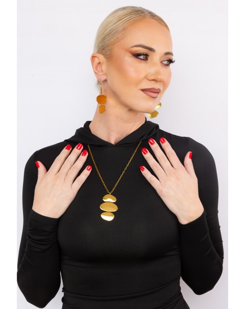 Σκουλαρίκια με τρία ανομοιόμορφα κρεμαστά στοιχεία