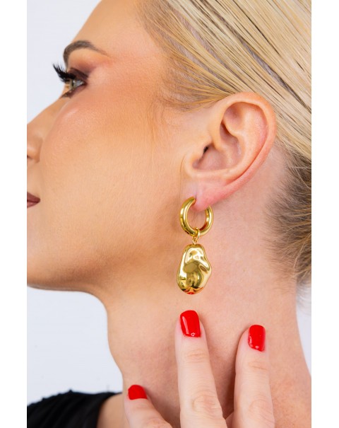 Σκουλαρίκια κρίκος με κρεμαστό ανομοιόμορφο στοιχείο