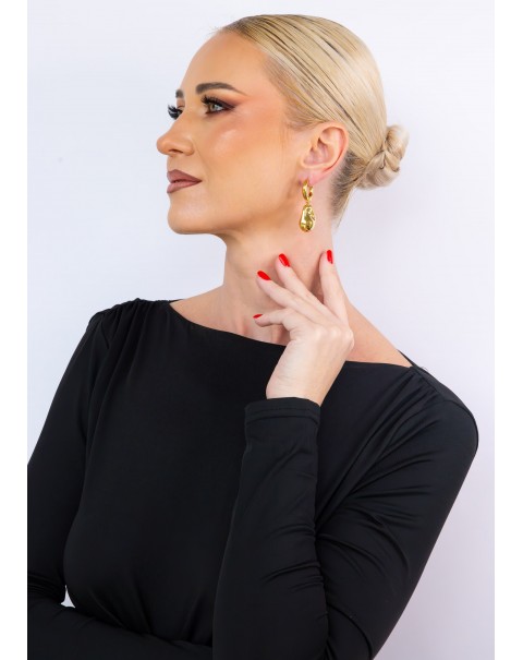 Σκουλαρίκια κρίκος με κρεμαστό ανομοιόμορφο στοιχείο