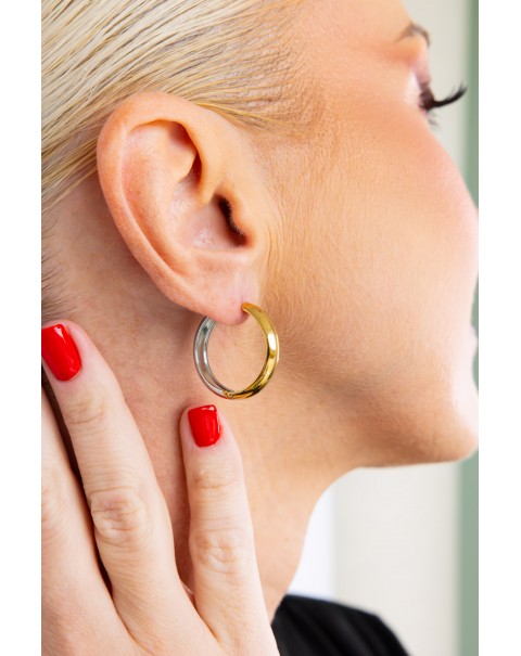 Σκουλαρίκια δίχρωμος κρίκος