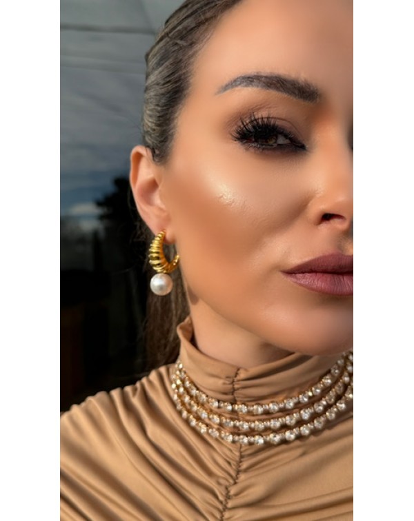 Σκουλαρίκια ανάγλυφα με πέ�...