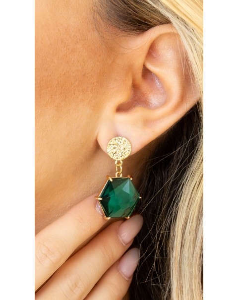 Σκουλαρίκια πολύγωνα με κρύσταλλο