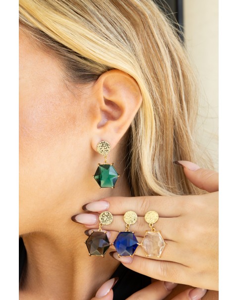 Σκουλαρίκια πολύγωνα με κρύσταλλο