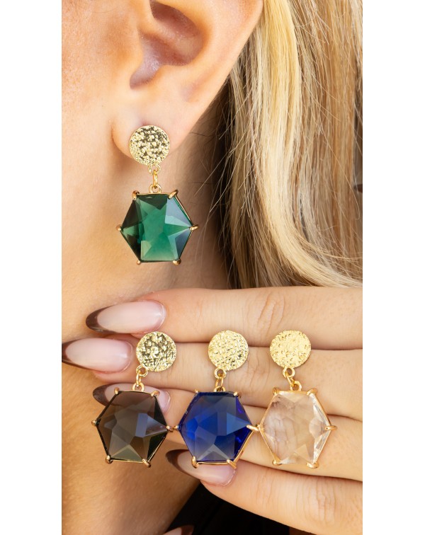 Σκουλαρίκια πολύγωνα με κρ�...