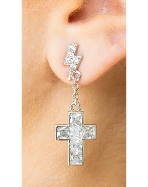 Σκουλαρίκια σταυρός με κεραυνό