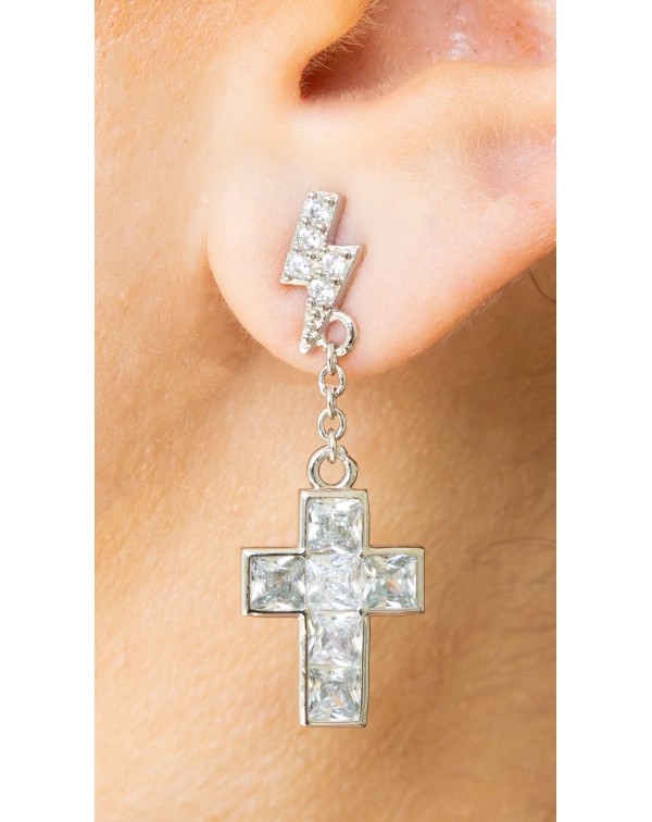 Σκουλαρίκια σταυρός με κερ�...
