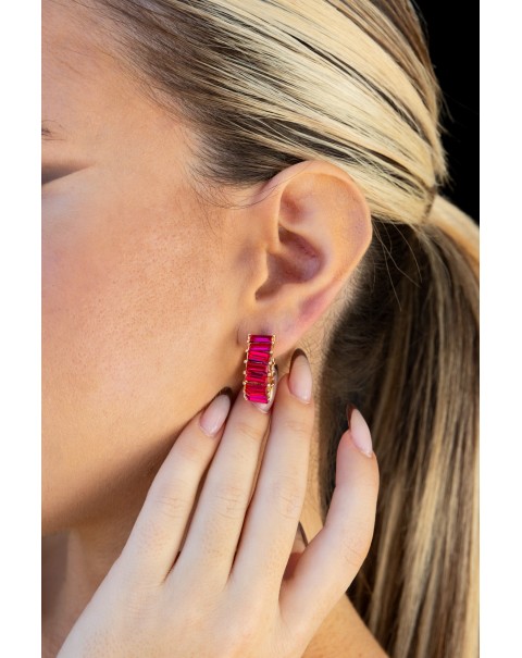 Σκουλαρίκια κρίκοι με χρωματιστά ζιργκόν 